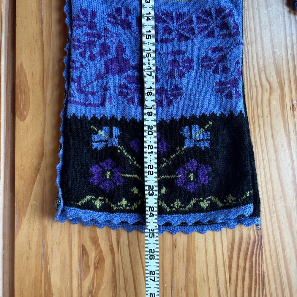 Alpaca Imports Wool Blend Button Front Cardigan L Purple Black Nordic Artsy - Picture 13 of 14